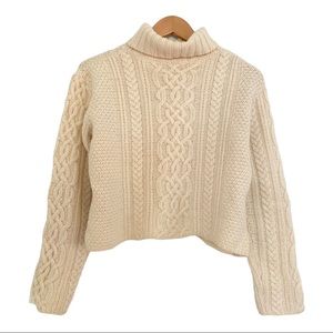 Paul James Cropped Wool Turtleneck Sweater Size M